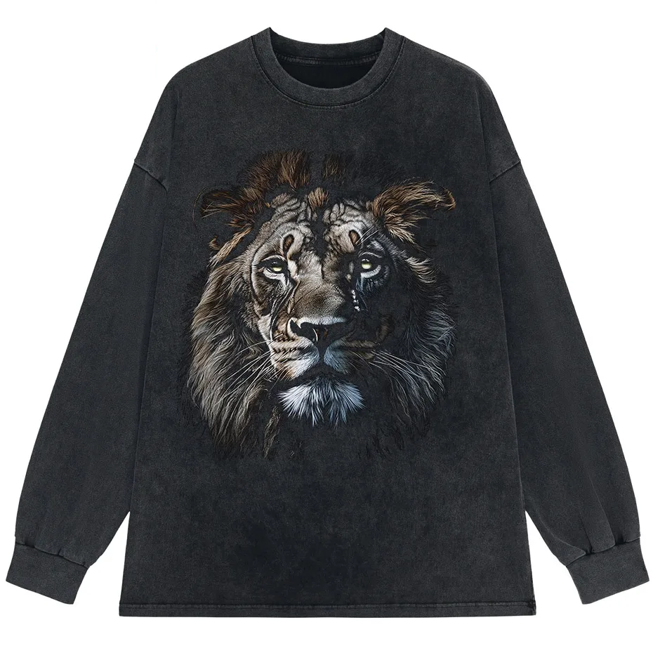 Hip Hop Men's T-Shirt With Lion head Print casual Tshirt Unisex Tops Tee