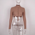 Lace up turtleneck female crop top Women fashion streetwear
