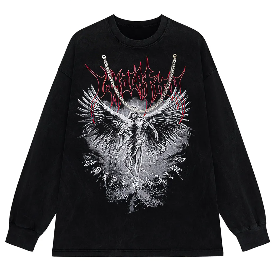 Y2k Gothic Punk Style Men T Shirt Clothes Harajuku Oversized T-shirt Top Tee High Street Hipster Summer Streetwear Anime Clothes