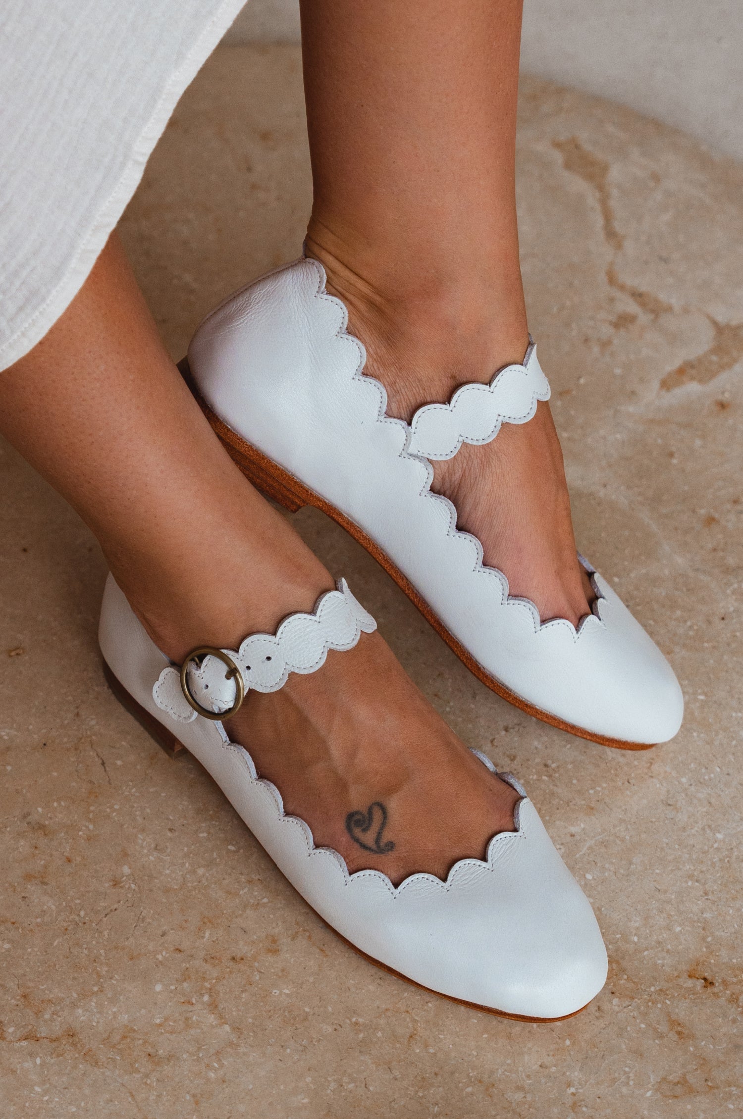 Mia Rosa Scalloped Mary Jane Flats