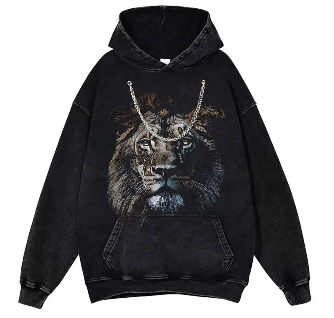 Hip Hop Men's T-Shirt With Lion head Print casual Tshirt Unisex Tops Tee