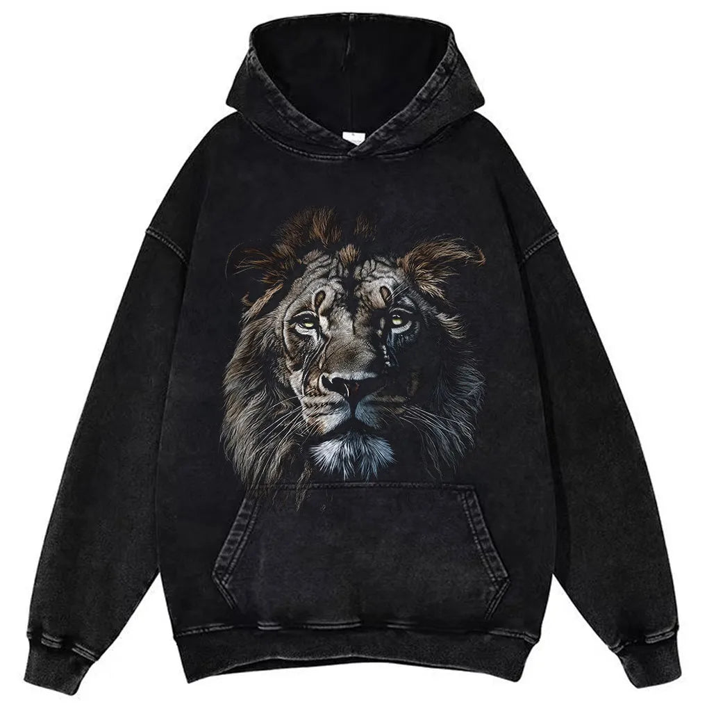 Hip Hop Men's T-Shirt With Lion head Print casual Tshirt Unisex Tops Tee