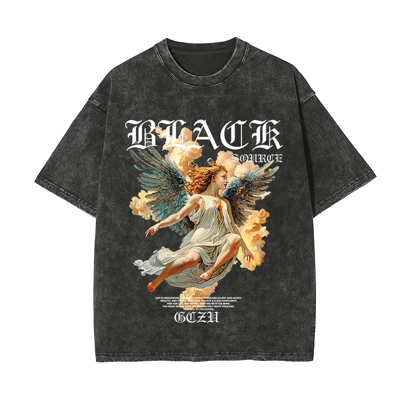 Y2k Gothic Punk Style Men T Shirt Clothes Harajuku Oversized T-shirt Top Tee High Street Hipster Summer Streetwear Anime Clothes