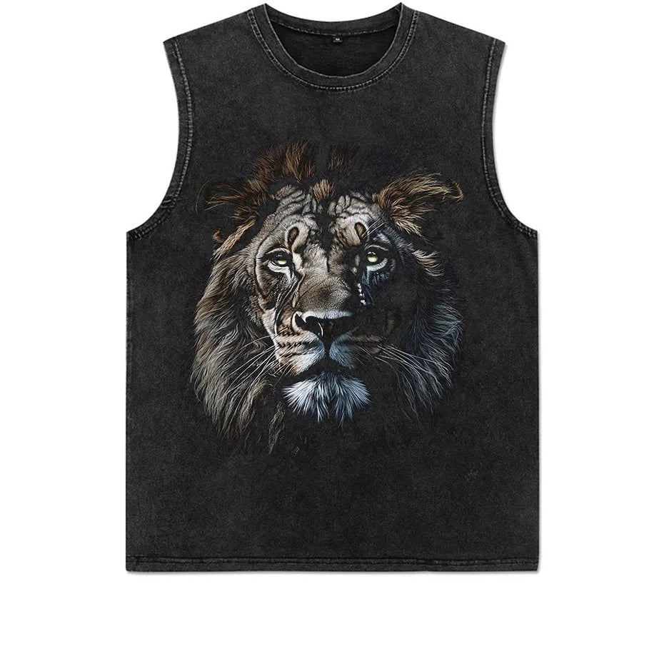 Hip Hop Men's T-Shirt With Lion head Print casual Tshirt Unisex Tops Tee