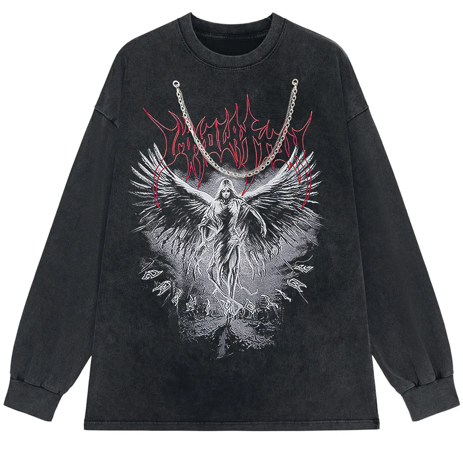 Y2k Gothic Punk Style Men T Shirt Clothes Harajuku Oversized T-shirt Top Tee High Street Hipster Summer Streetwear Anime Clothes