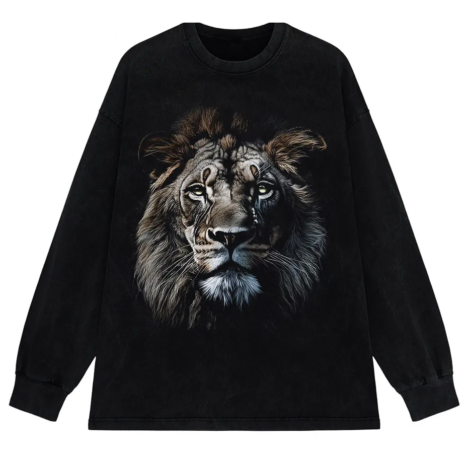 Hip Hop Men's T-Shirt With Lion head Print casual Tshirt Unisex Tops Tee