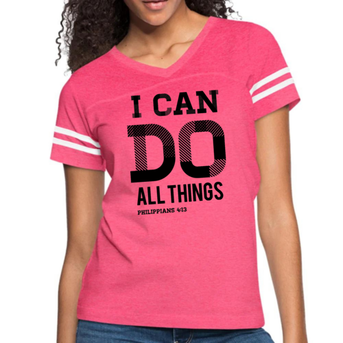 Womens Vintage Sport Graphic T-shirt - i can do All Things Philippians