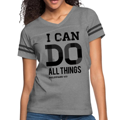 Womens Vintage Sport Graphic T-shirt - i can do All Things Philippians